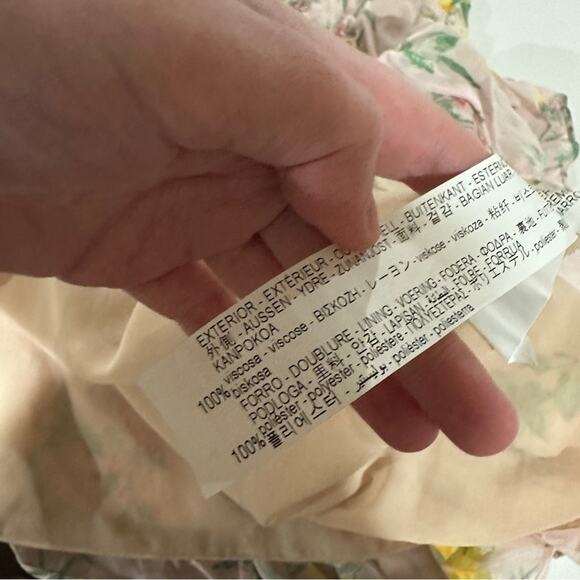 Zara Light Pink Floral Ruffle Asymmetrical Slit Midi‎ Dress Size S - Picture 9 of 12